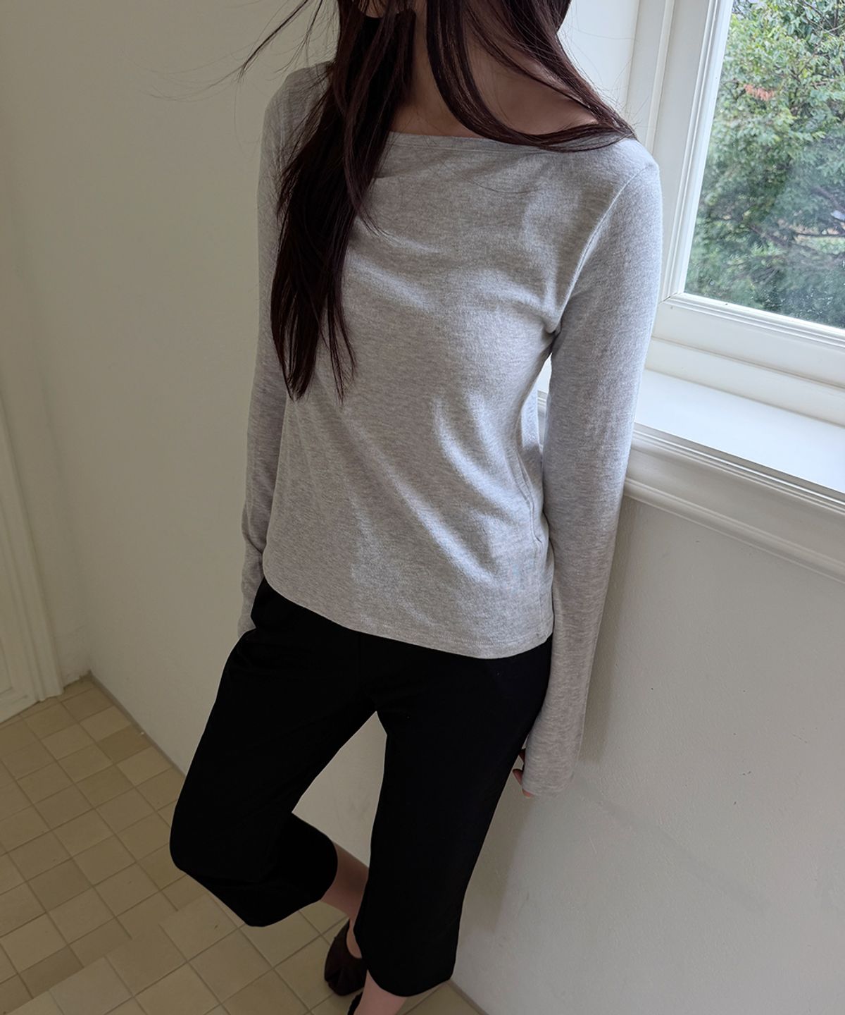 아수라(ASURA) BASIC ANGORA BOAT T (MELANGE GREY)
