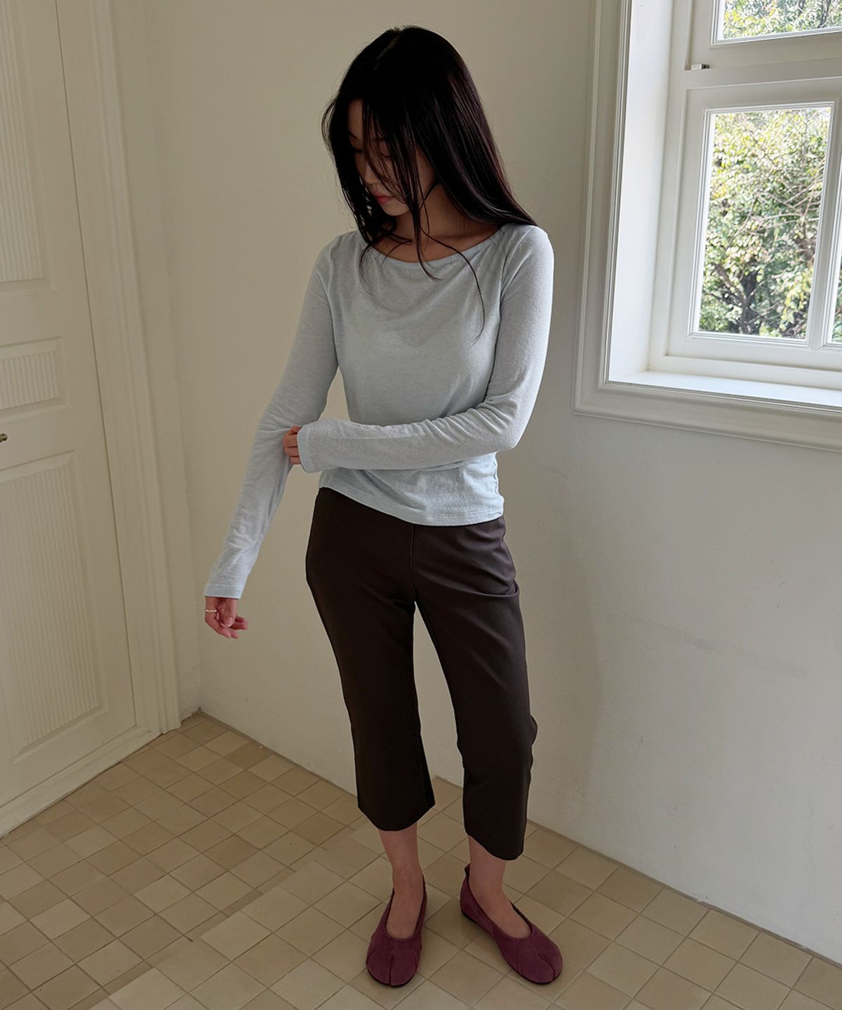 아수라(ASURA) BASIC ANGORA BOAT T (SOFT BLUE)