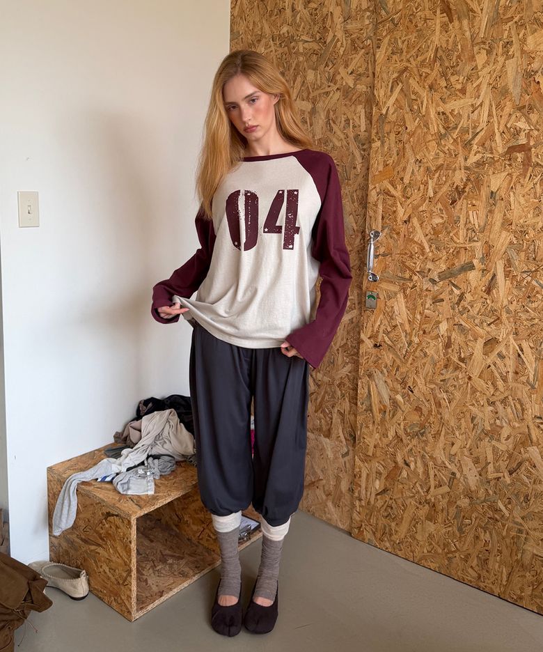 COLLECTING 04 LOOSE RAGLAN T (GREY BEIGE+WINE)