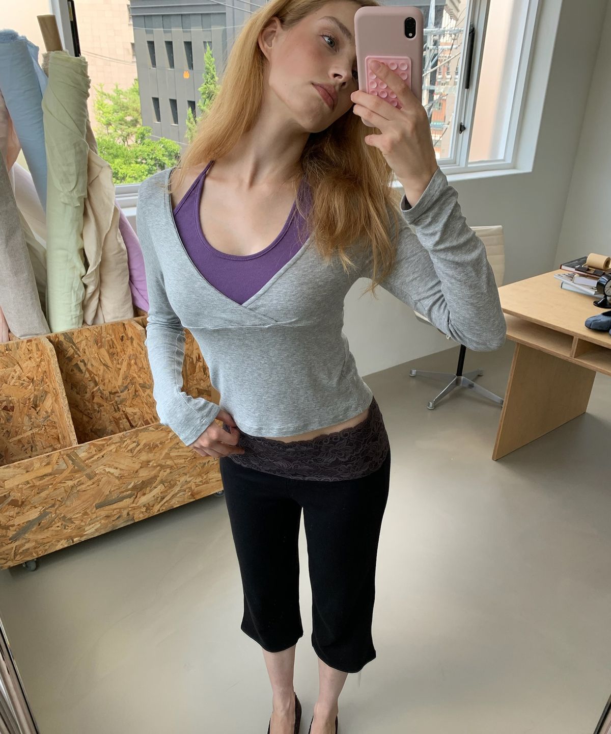 아수라(ASURA) LONG SLEEVES WRAP T (MELANGE GREY)