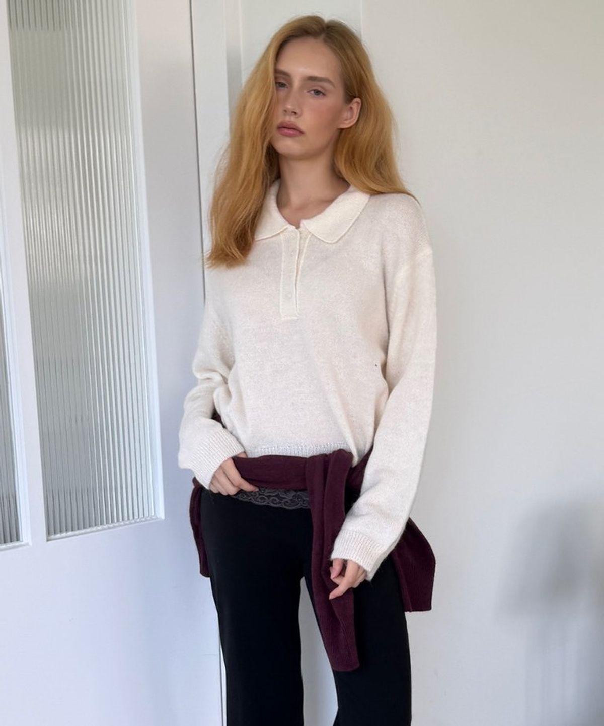 아수라(ASURA) POLO COLLAR WOOL KNIT (IVORY)