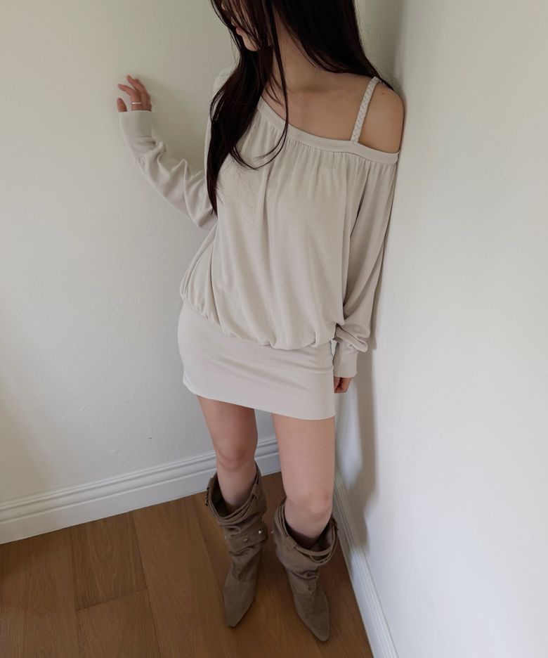 TWIST ONE SHOULDER DRESS (VINTAGE IVORY)