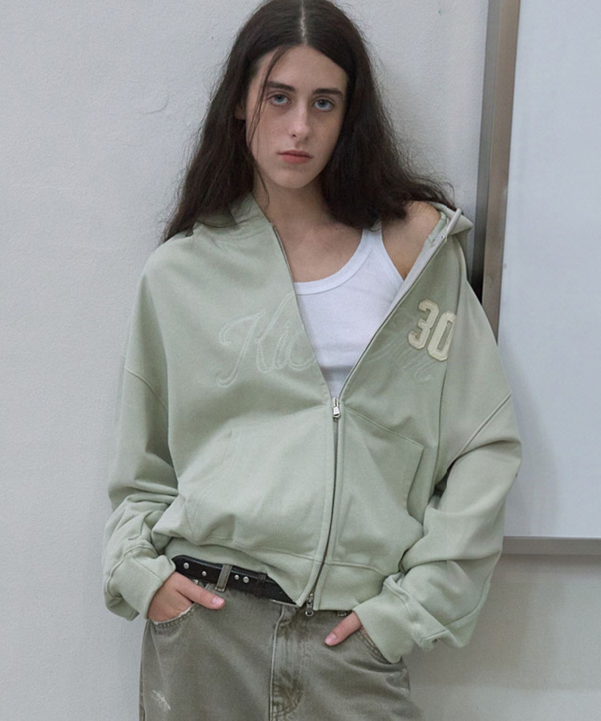 기준(KIJUN) 30 ZIP-UP HOODIE_SAGE