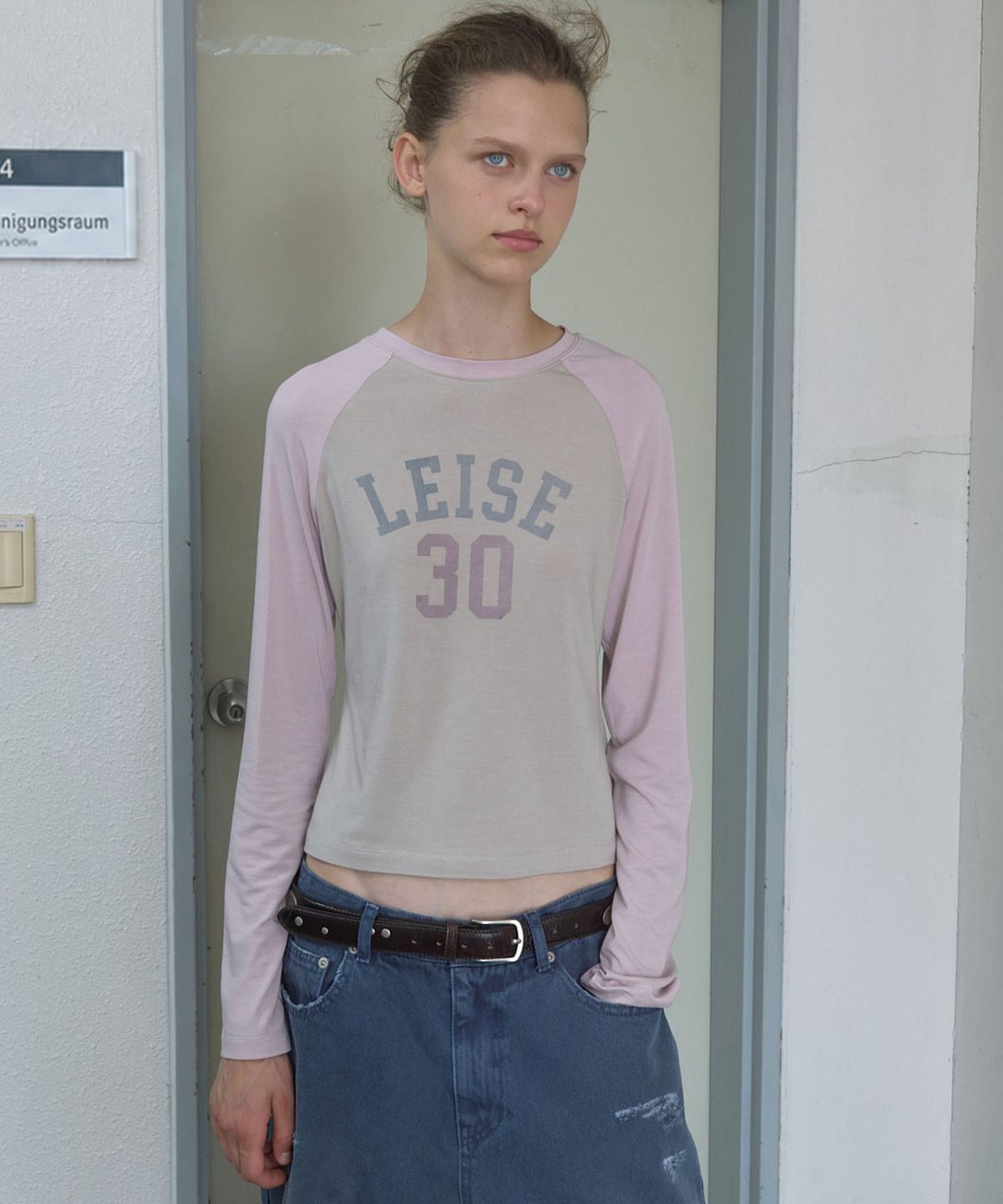 기준(KIJUN) LEISE RAGLAN LONG SLEEVE TEE_PINK
