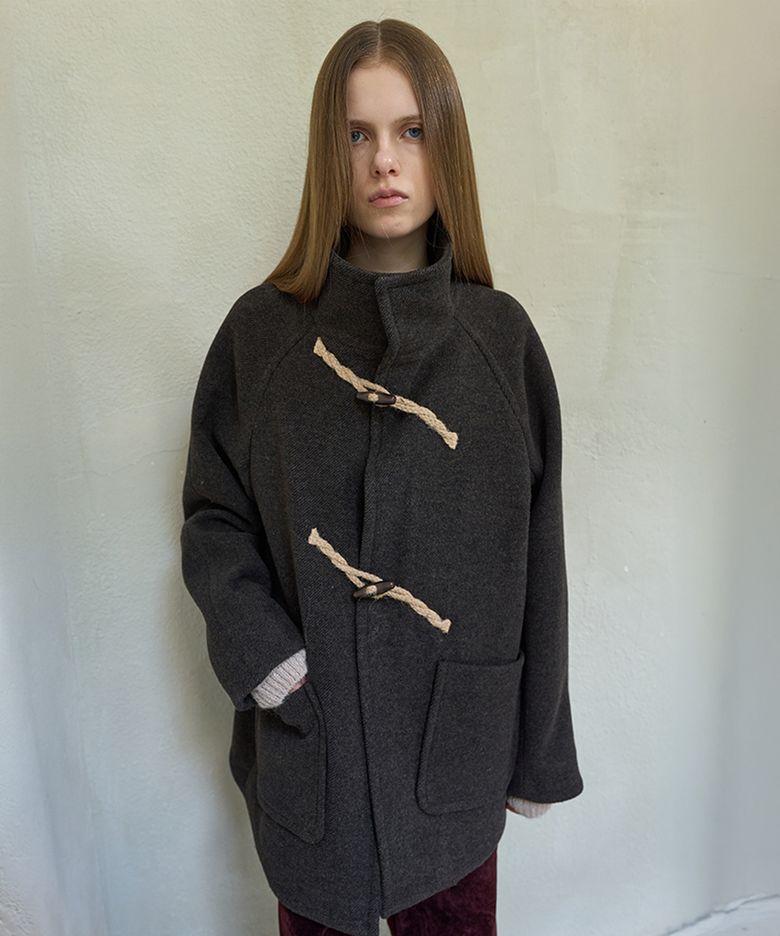 ASYMMETRIC TOGGLE HALF COAT_D/BROWN