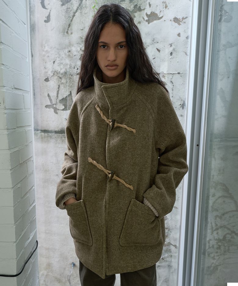ASYMMETRIC TOGGLE HALF COAT_OLIVE