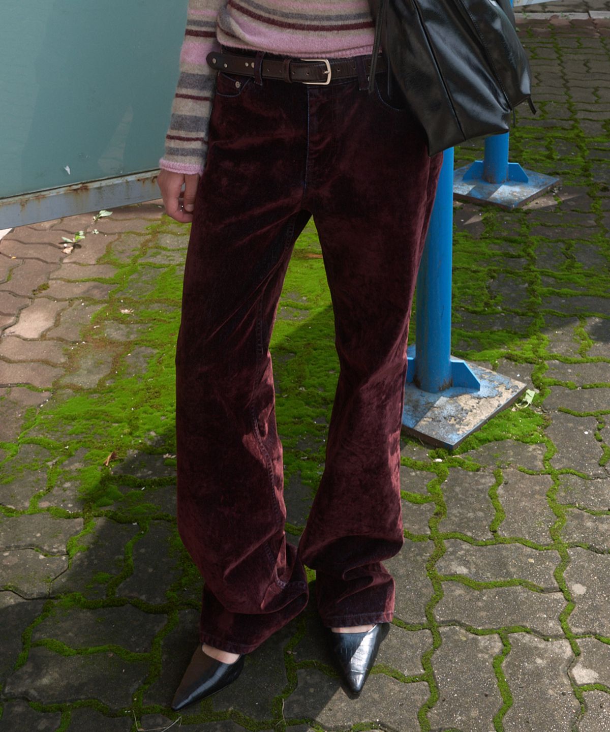 기준(KIJUN) WASHED VELVET STRAIGHT PANTS_BURGUNDY