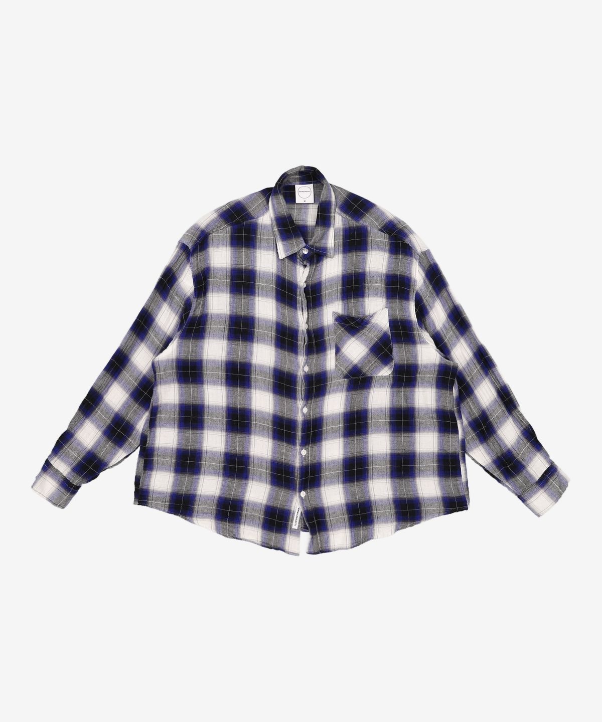 미니멀프로젝트(MINIMALPROJECT) 오버핏 카이브 체크 린넨셔츠 MLS225 [BLUE] M