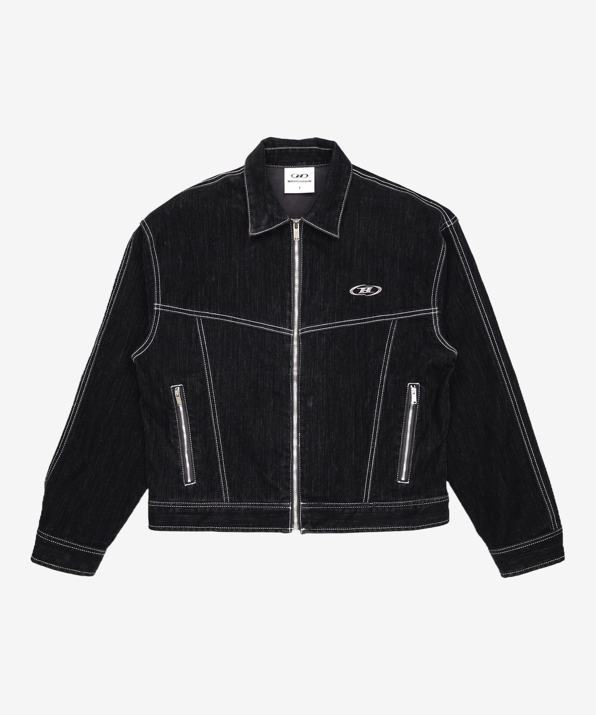 본투윈(BORN TO WIN) VELVET DENIM TRUCKER JACKET [BLACK] 1