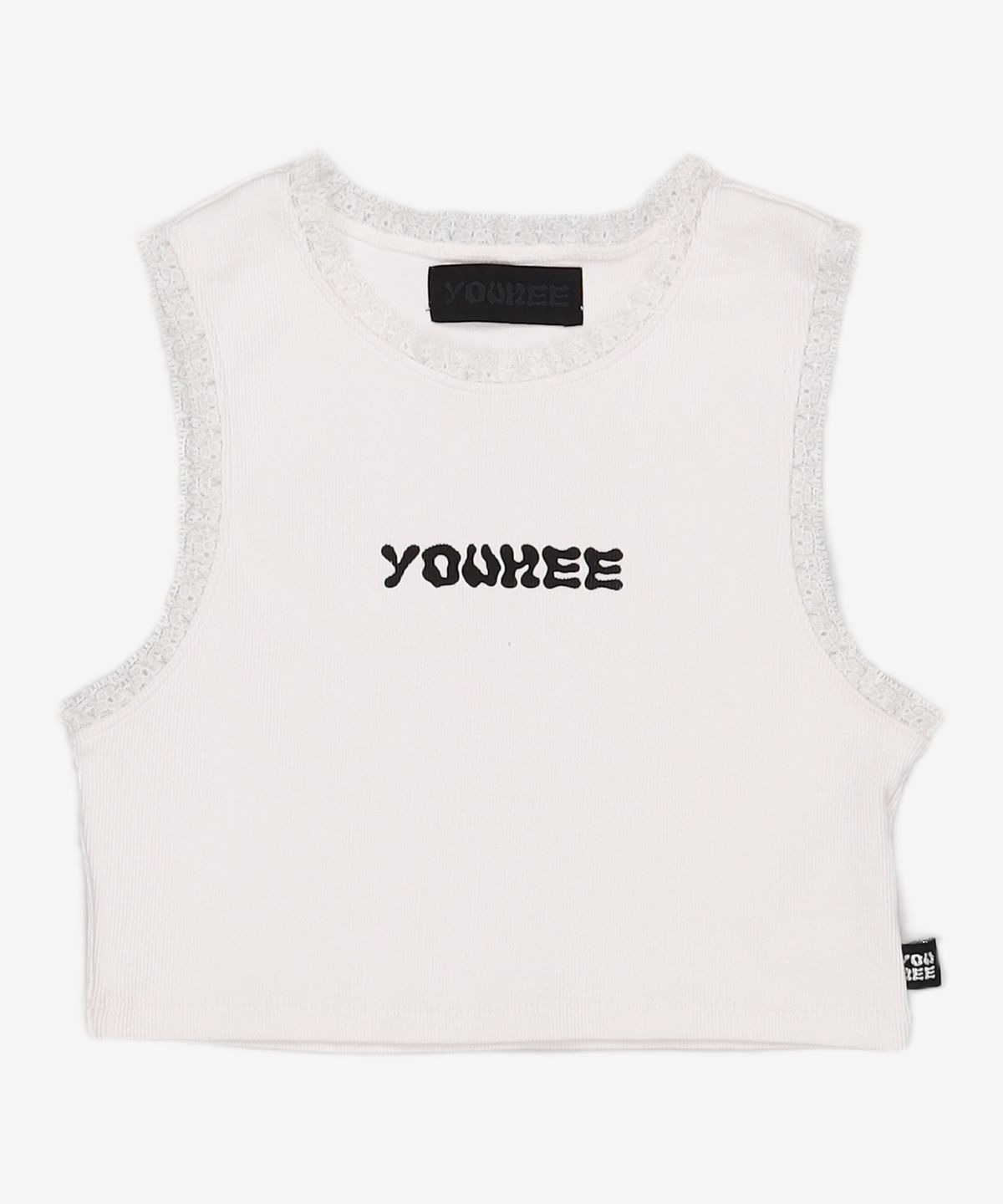 유희(YOUHEE) LOGO LACE SLEEVELESS WHITE FREE