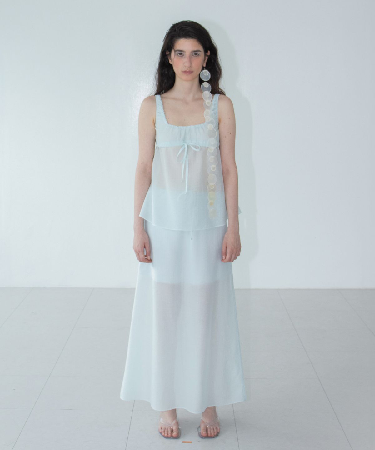 악트(OKT) cotton veil skirt pale blue