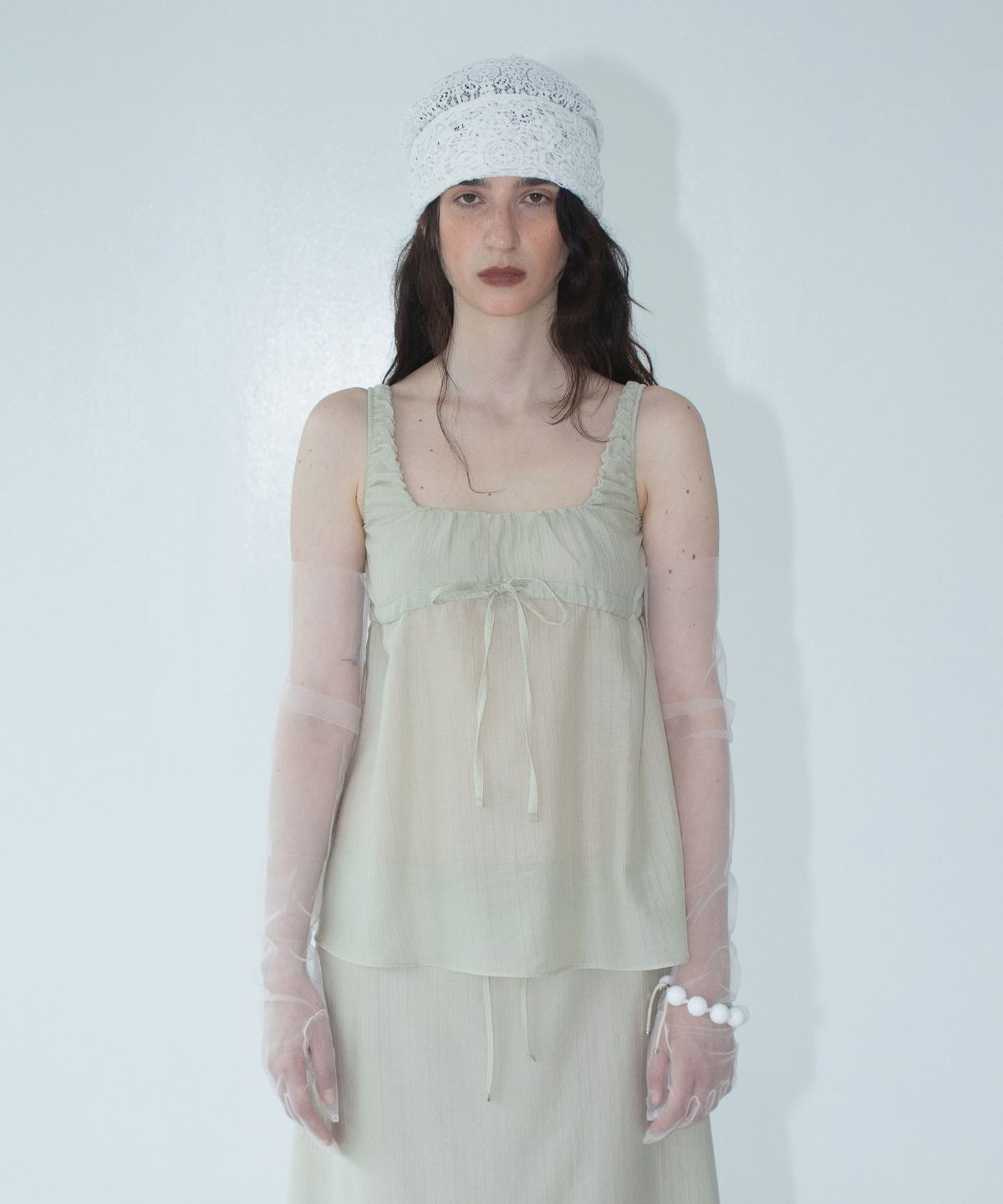 악트(OKT) cotton veil blouse pale green