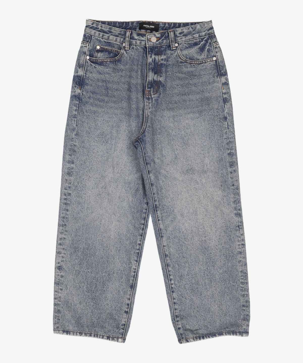 페이탈리즘(FATALISM) Crack washed deep blue wide fit 46