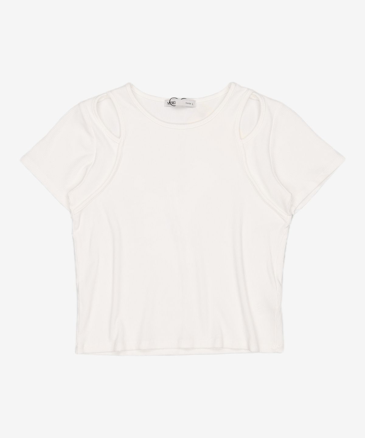 미쏘(MIXXO) 반팔 숄더 컷아웃 티셔츠_MIWHWE539A L