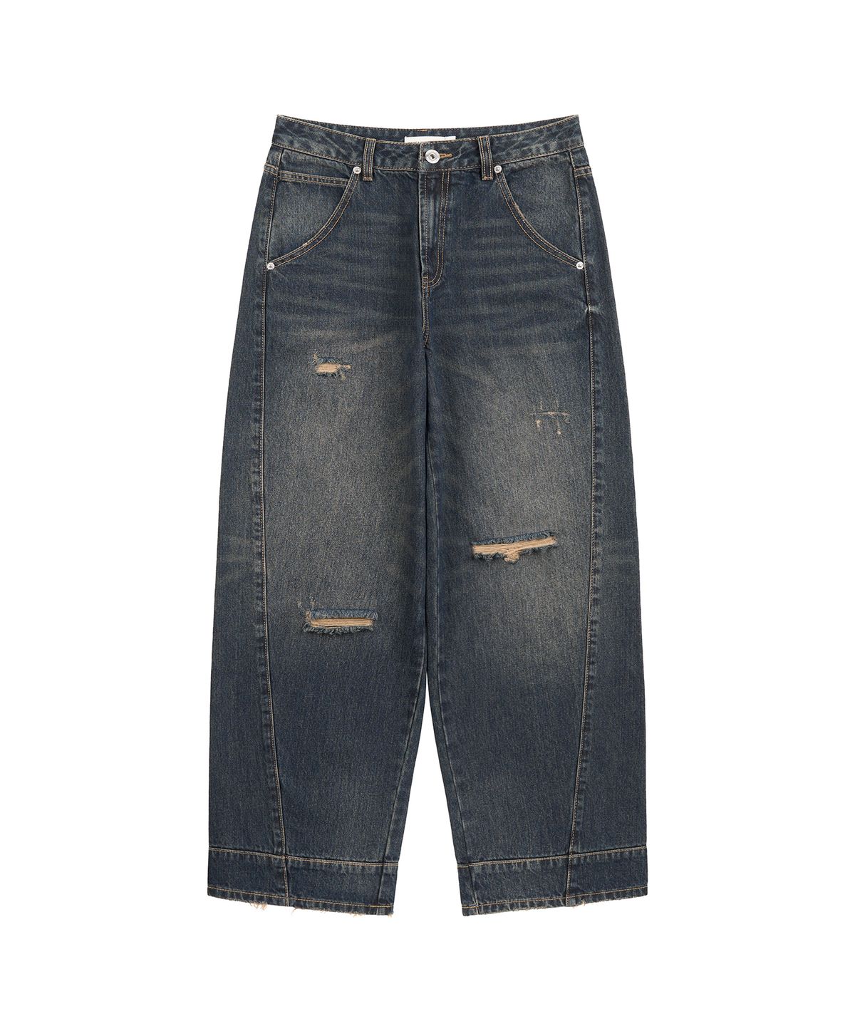 지제뮤지엄(ZIZEMUSEUM) CURVED WASHED DENIM PANTS (VINTAGE BLUE)