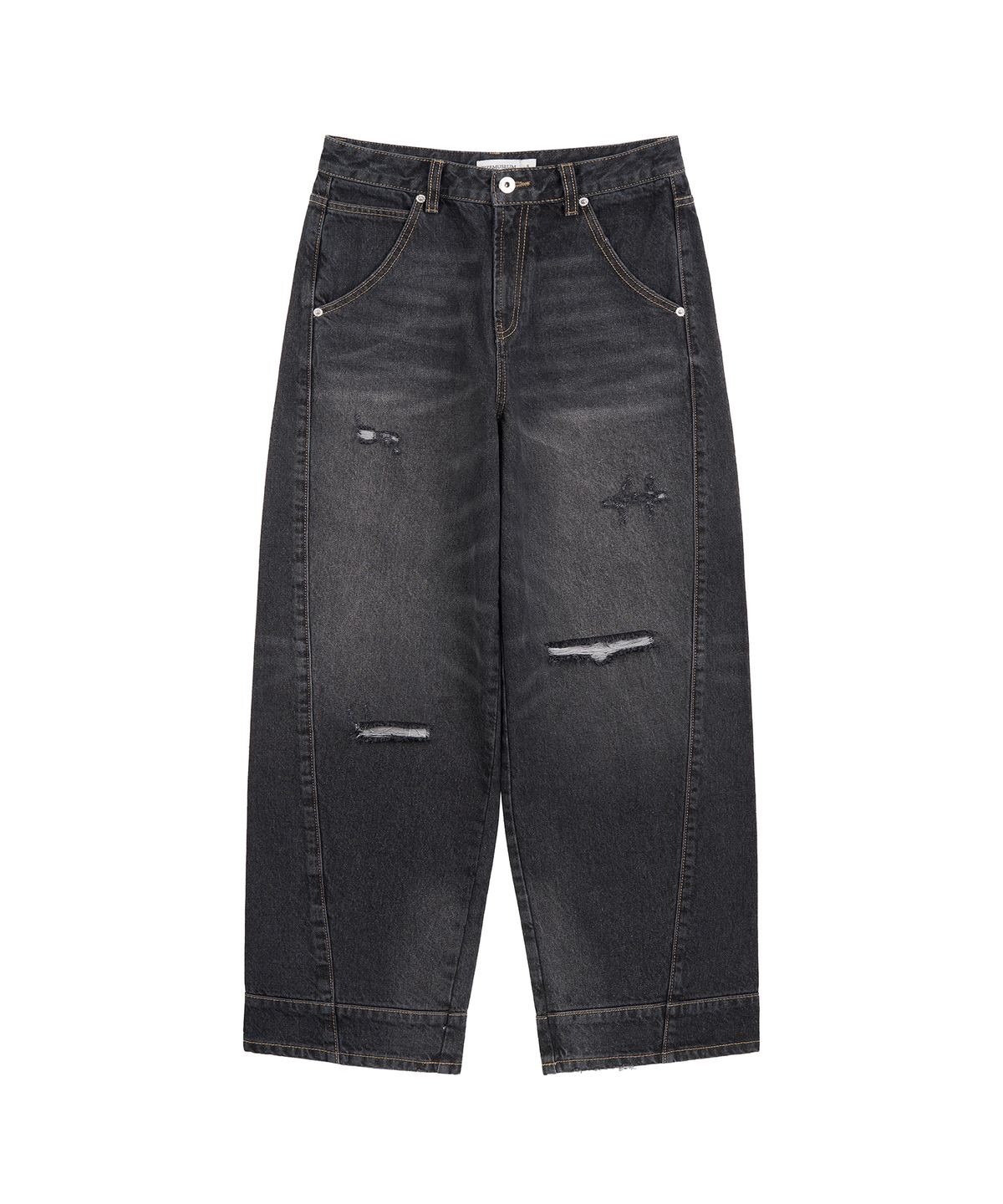 지제뮤지엄(ZIZEMUSEUM) CURVED WASHED DENIM PANTS (BLACK)