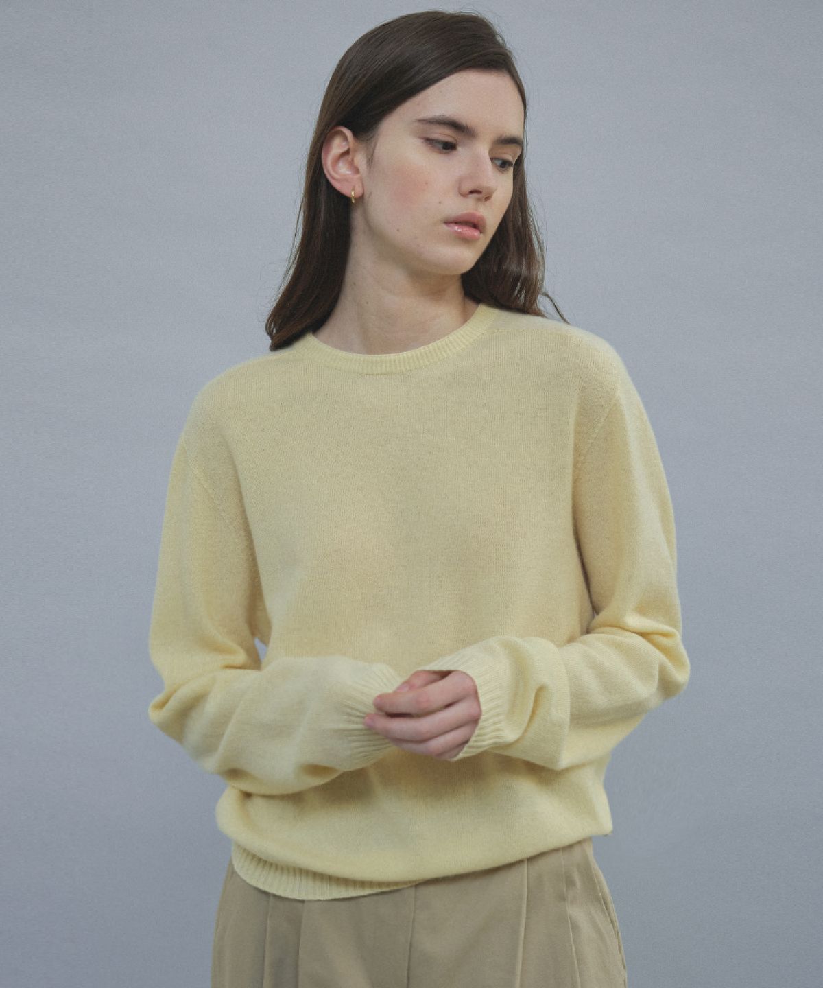 틸아이다이(TILL I DIE) CASHMERE BLENDED ROUND WOOL KNIT [TIFA04SW02]_Butter