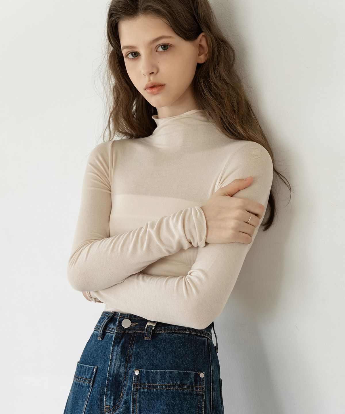 논앤논(NON AND NON) PLAIN SEE-THROUGH SLIM T-SHIRT_NSTS5206