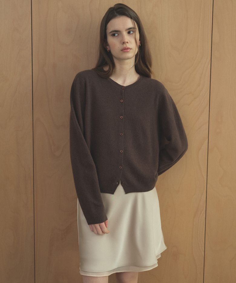 CASHMERE BLENDED WOOL CARDIGAN [TIFA04CD07]_Brown