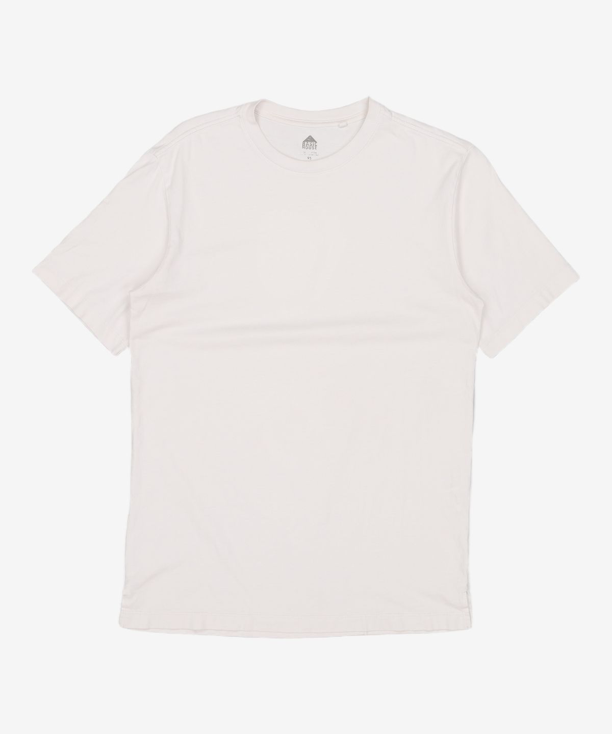 베이직하우스(BASIC HOUSE) UNI 레이어드 라운드 반팔티셔츠 화이트_일반기장(+4cm) LATS0104 95