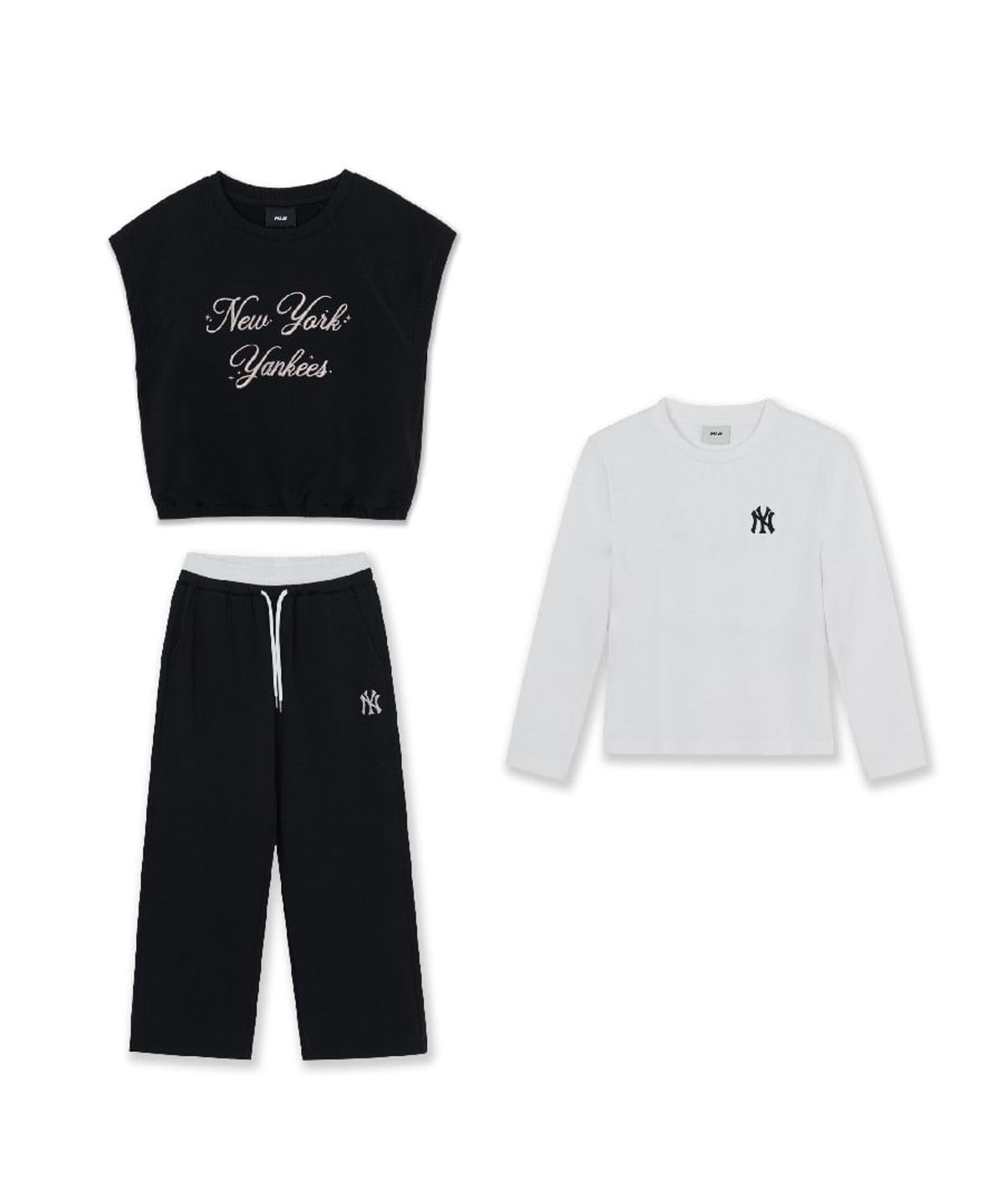 엠엘비 키즈(MLB KIDS) 스트릿 걸즈 레이어드 티셔츠 세트 NY (Black)