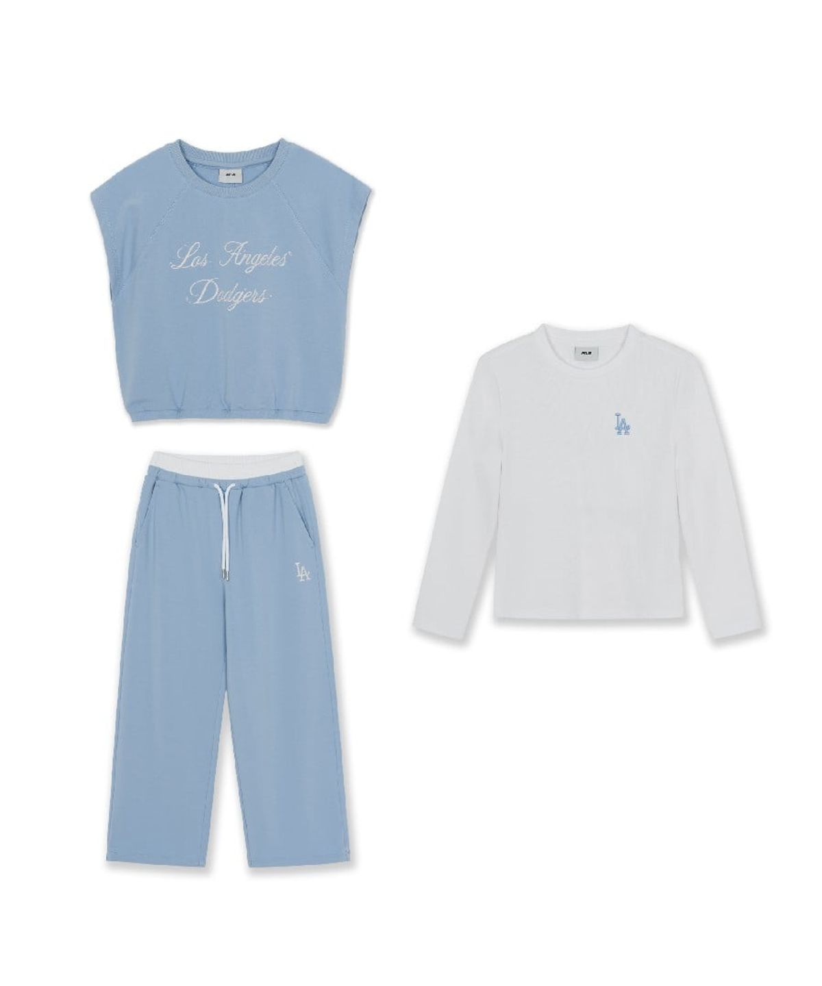 엠엘비 키즈(MLB KIDS) 스트릿 걸즈 레이어드 티셔츠 세트 LA (L.Blue)