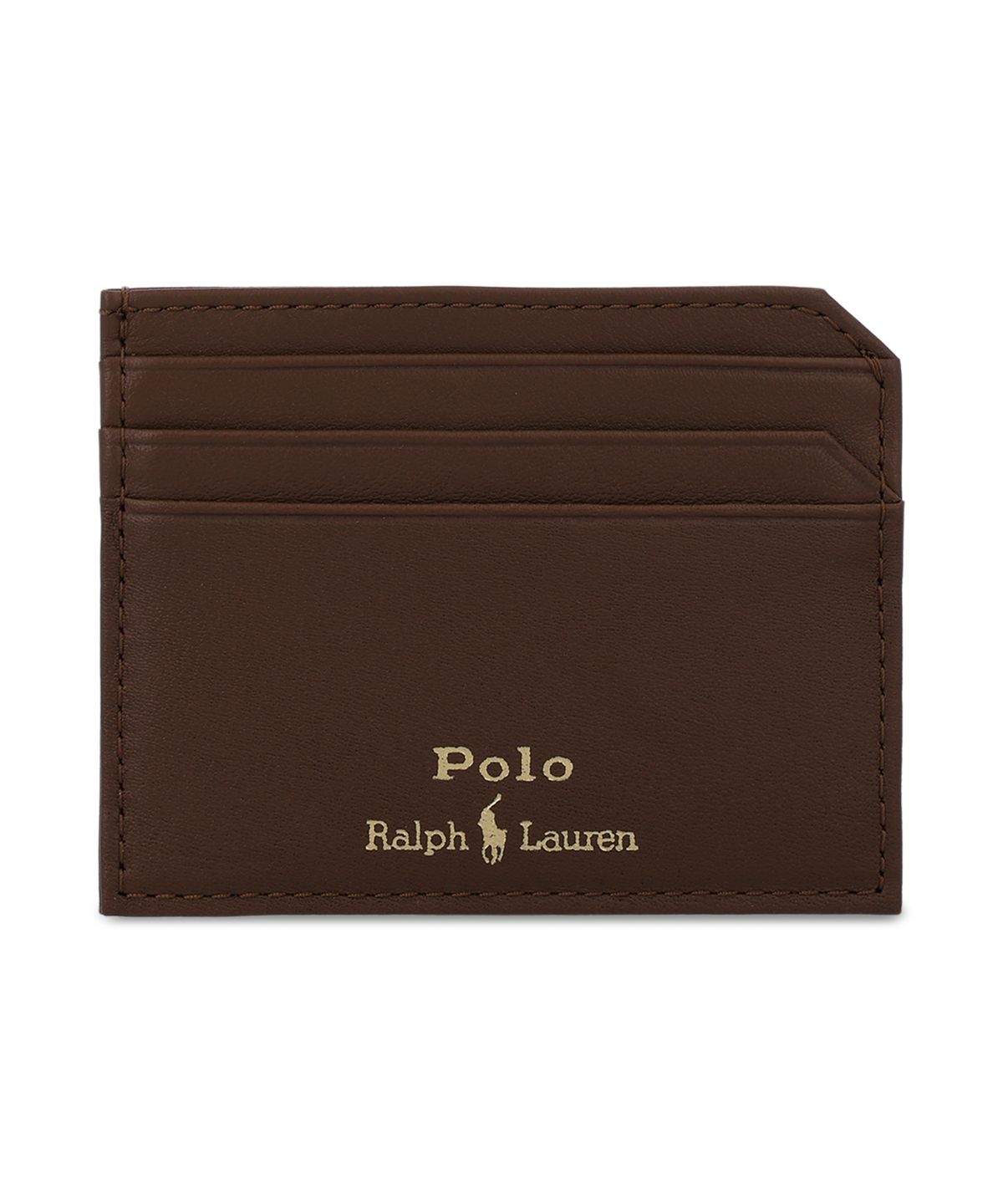 폴로 랄프 로렌(POLO RALPH LAUREN) 스무드 레더 카드 케이스-브라운