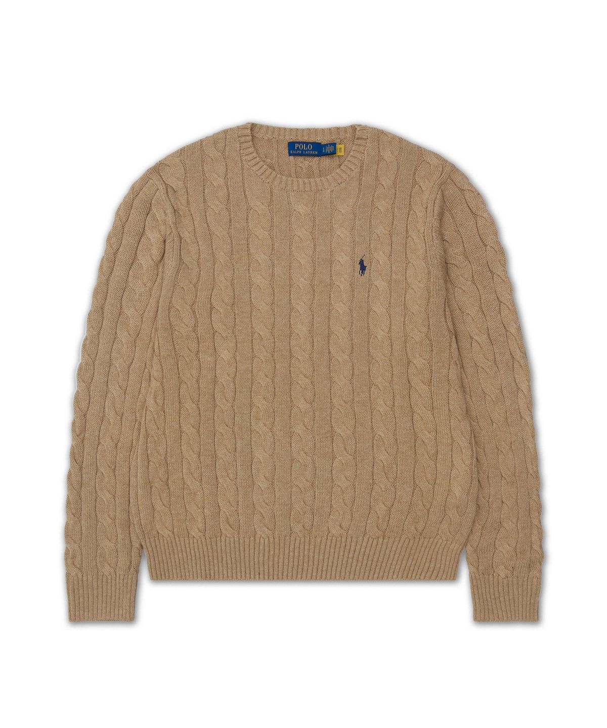 폴로 랄프 로렌(POLO RALPH LAUREN) 케이블 니트 코튼 스웨터-브라운