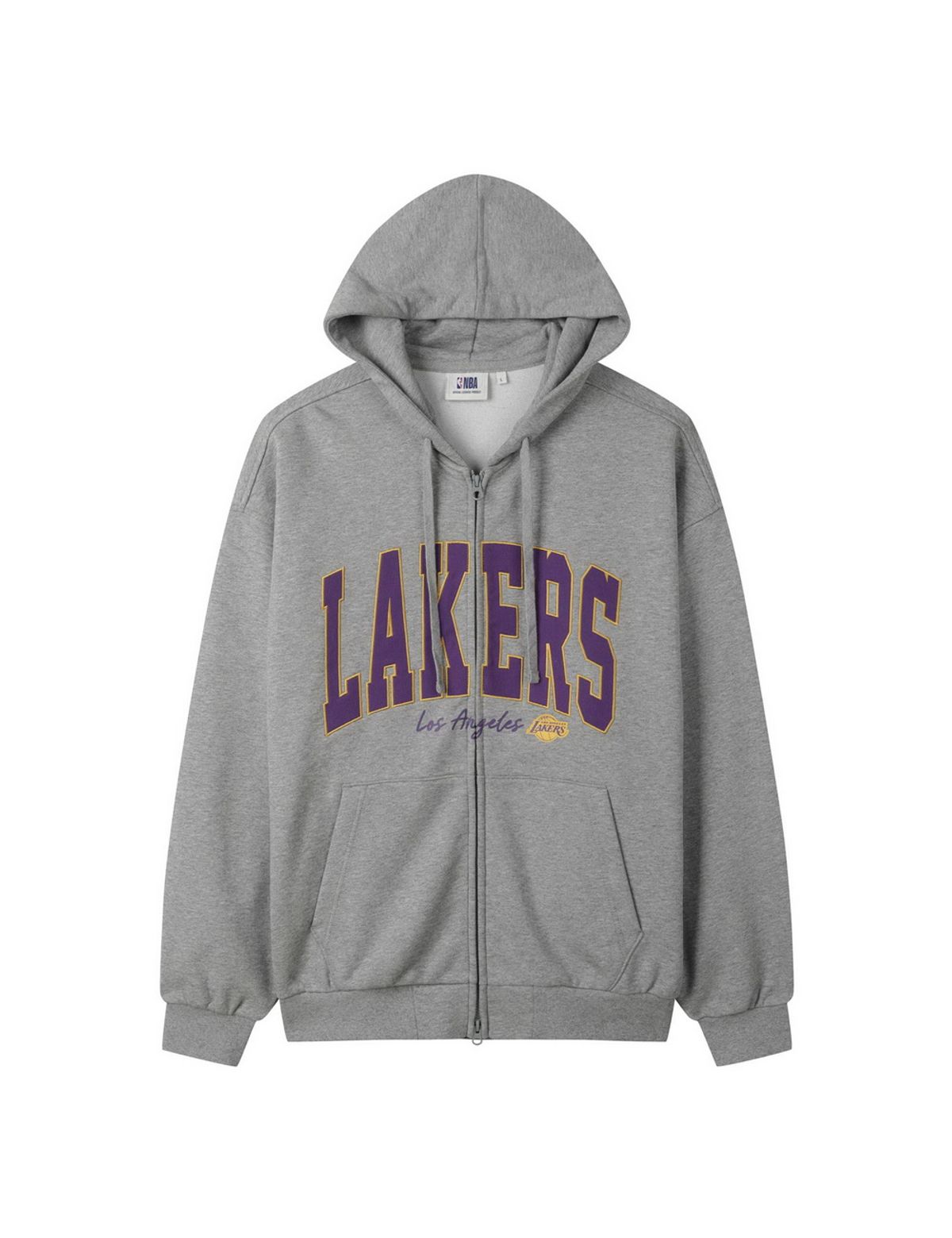 엔비에이(NBA) 팀 레터링 아플리케 후드 집업 멜란지 그레이