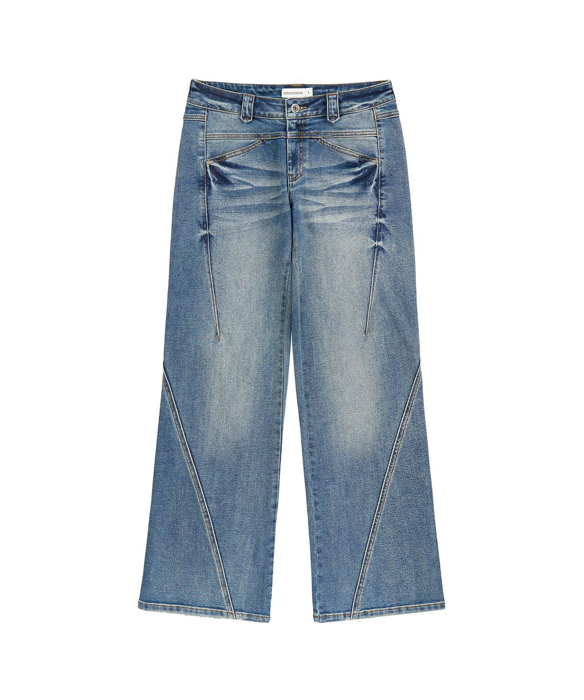 지제뮤지엄(ZIZEMUSEUM) CURVED STRAIGHT DENIM PANTS (BLUE)