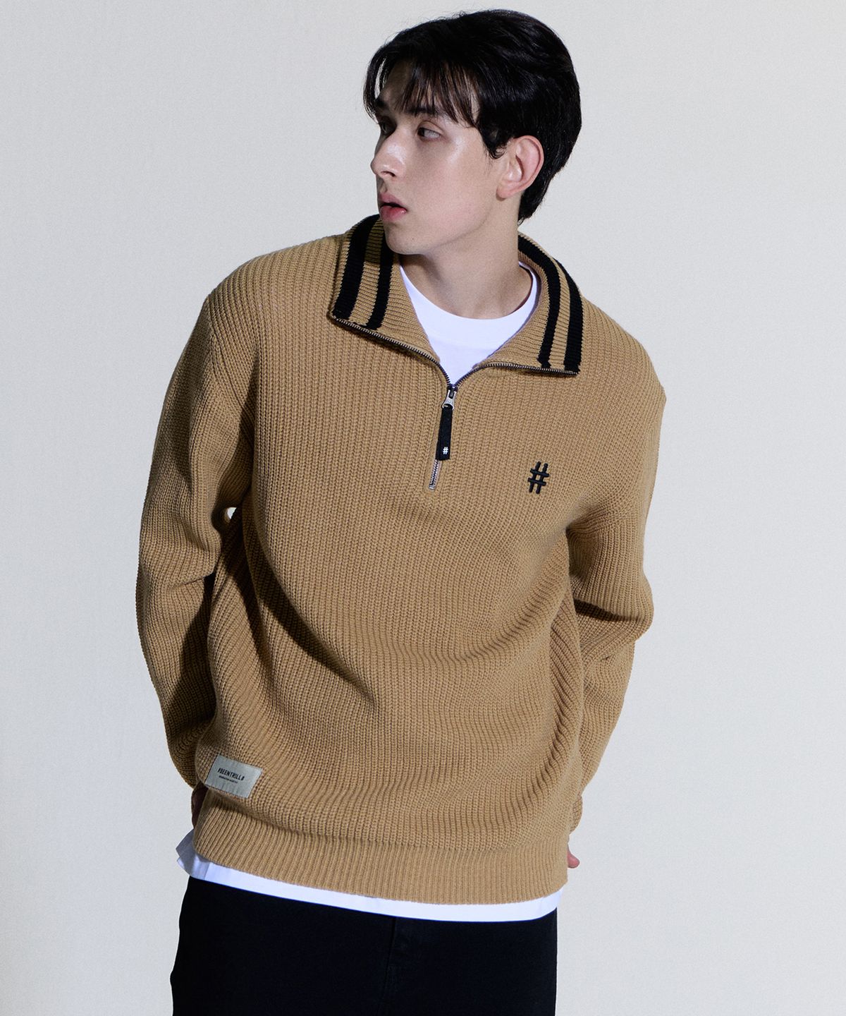 빈트릴(BEENTRILL) 소호 니트 반집업(베이지)