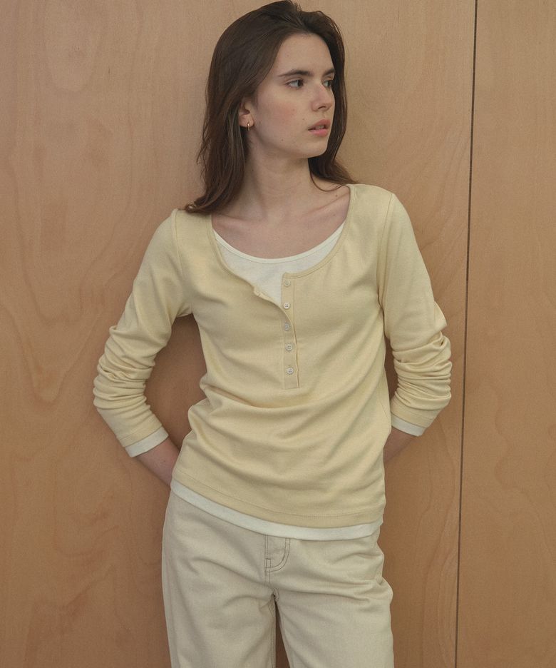 HENRY LAYERED MODAL TEE [TIFA04LT09]_Butter