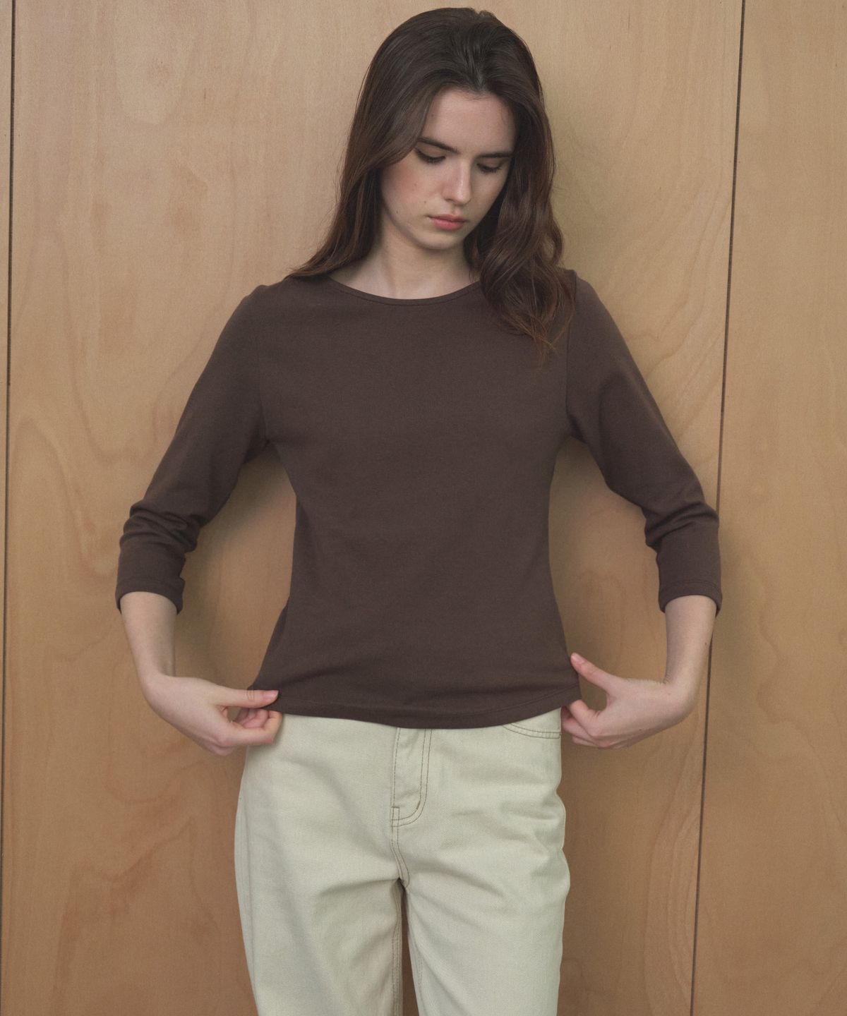 틸아이다이(TILL I DIE) LAYER BOAT NECK TEE [TIFA04LT17]_Brown