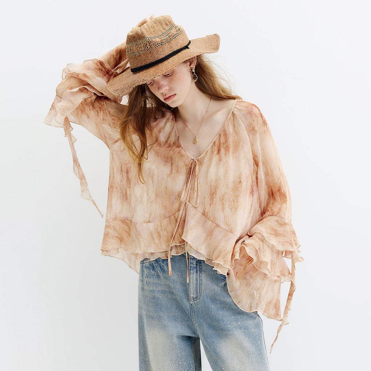 웬스데이딜라잇(WEDNESDAY DELIGHT) WD_Double-layer ruffle bell top_2color
