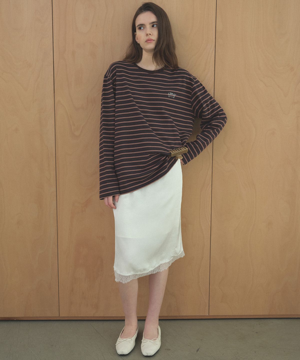 틸아이다이(TILL I DIE) STRIPE LOGO OVERSIZED TEE [TIFA04LT22]_Brown