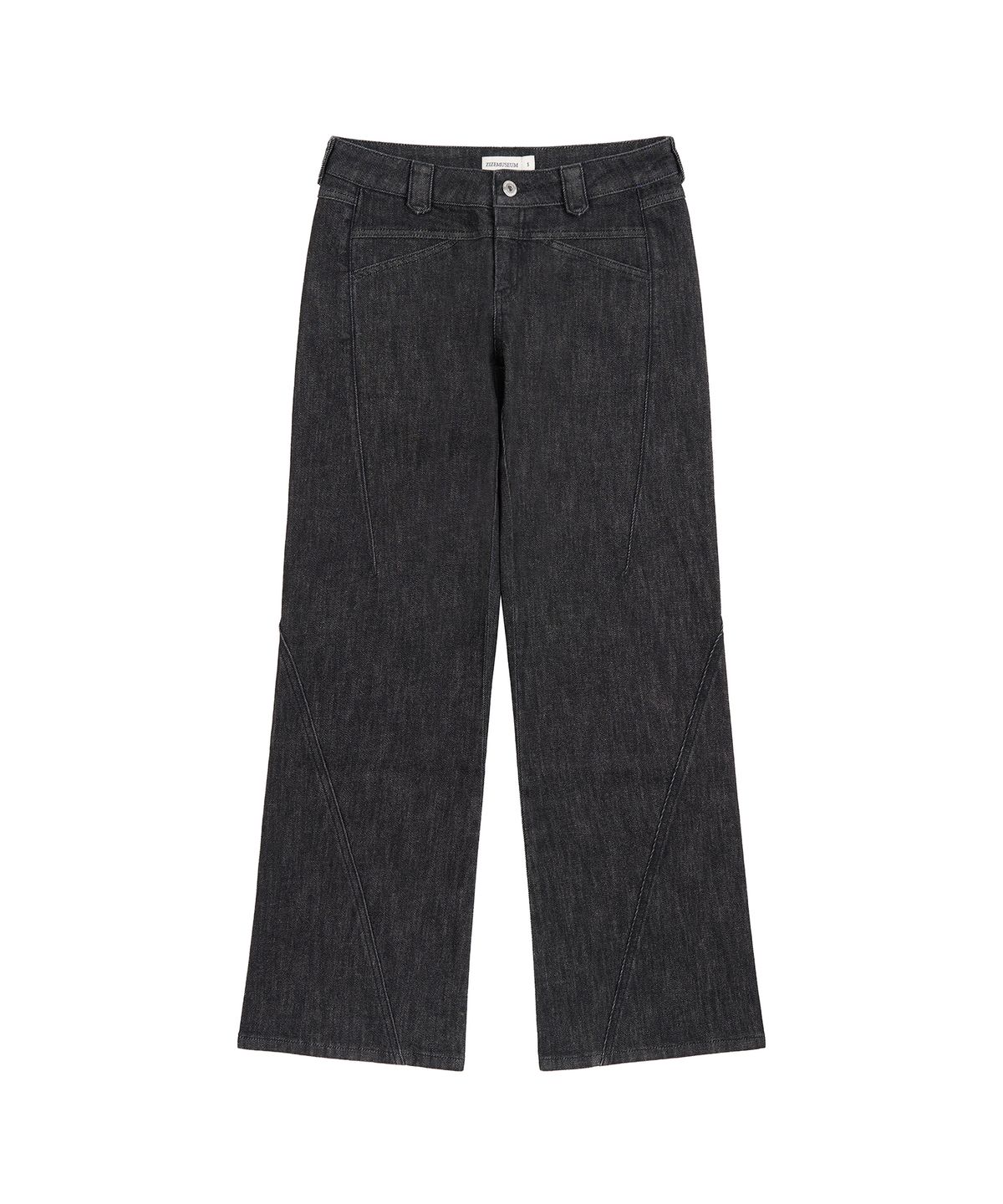 지제뮤지엄(ZIZEMUSEUM) CURVED STRAIGHT DENIM PANTS (BLACK)