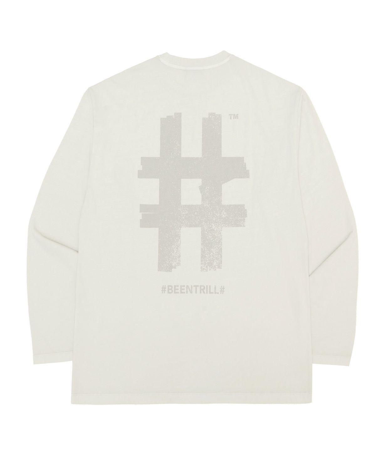 빈트릴(BEENTRILL) 스탬프 해시태그 피그먼트 롱슬리브(오프 화이트)