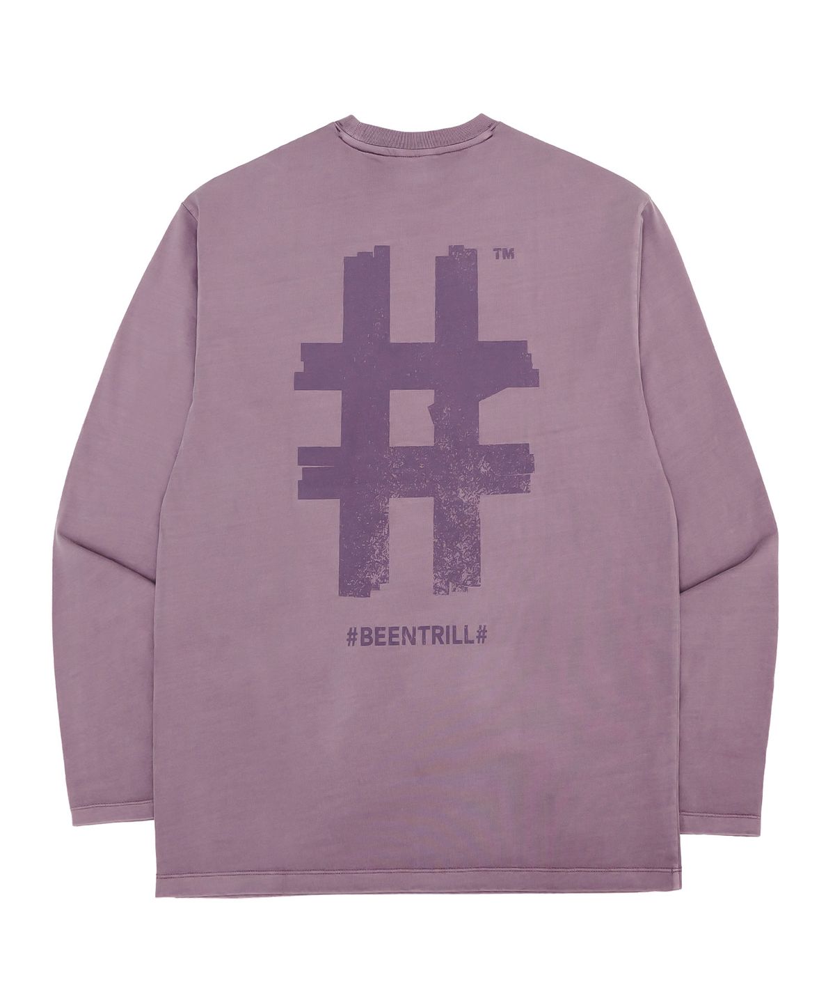 빈트릴(BEENTRILL) 스탬프 해시태그 피그먼트 롱슬리브(라이트 퍼플)