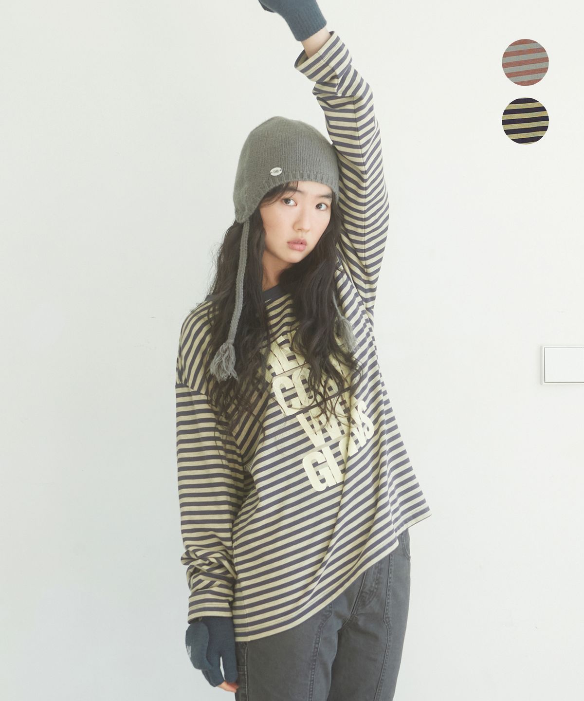 데프가먼츠(DEFGARMENTS) HEAVEN LETTERING STRIPE LONG SLEEVE [2COLOR]