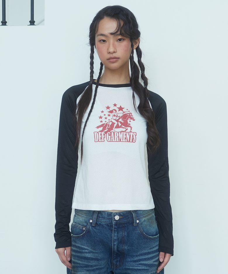 COWGIRL RAGLAN MESH TOP [OFF-WHITE]