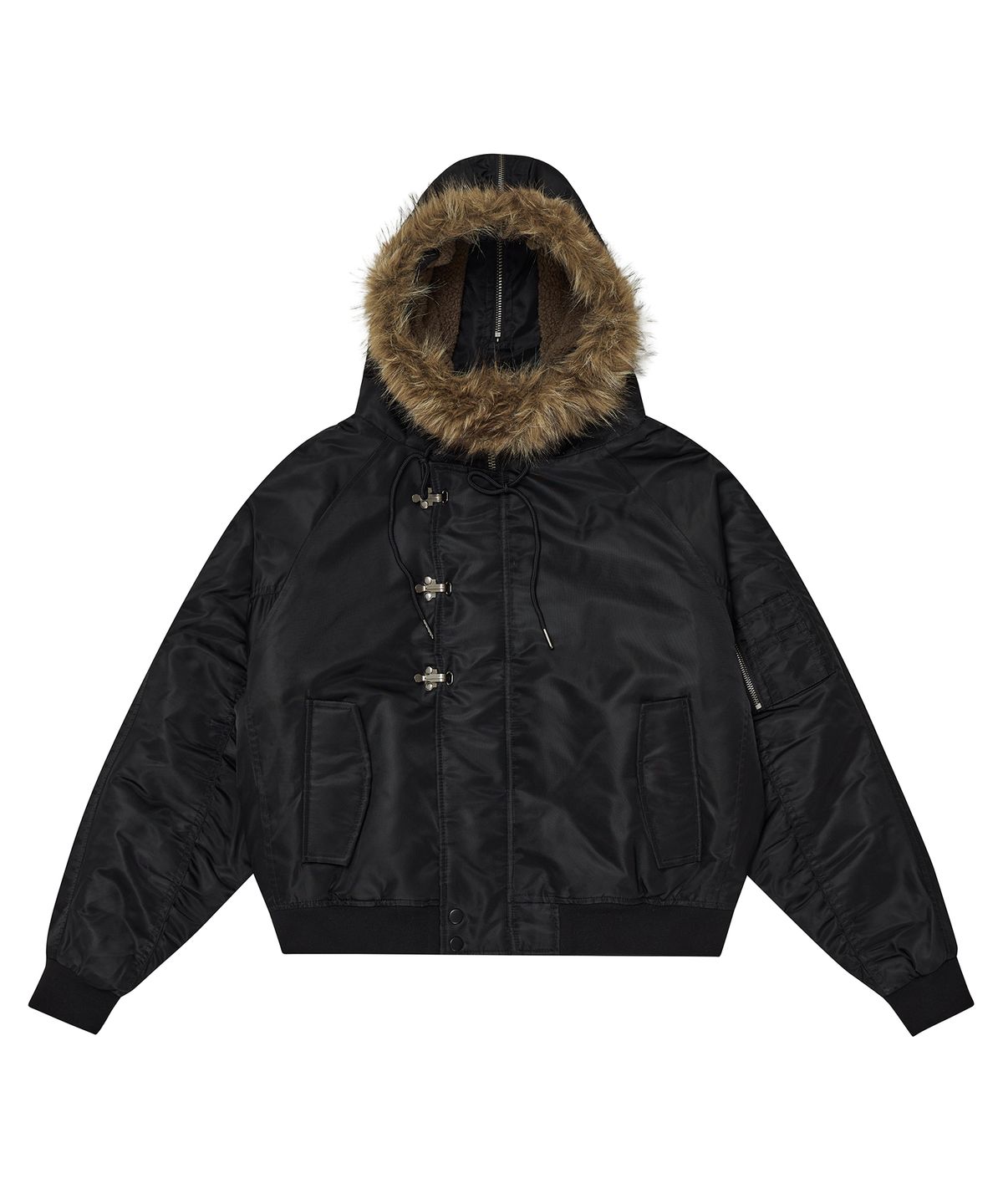 데프가먼츠(DEFGARMENTS) MA-1 HOOK FUR JACKET [BLACK]