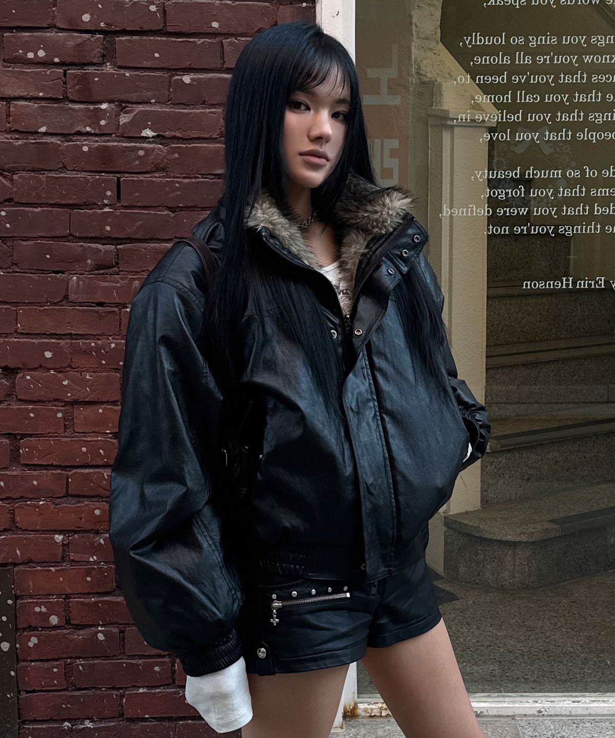 데프가먼츠(DEFGARMENTS) REVERSIBLE FUR JACKET [BLACK]