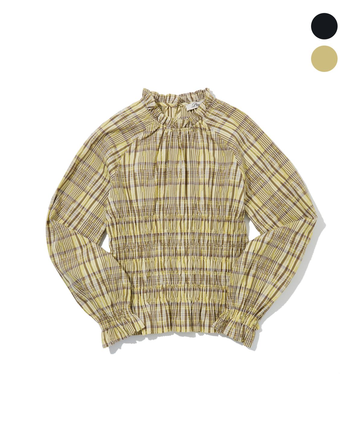 펜필드(PENFIELD) [PF]벌룬 체크 스모킹 블라우스_우먼_FS3WR21F