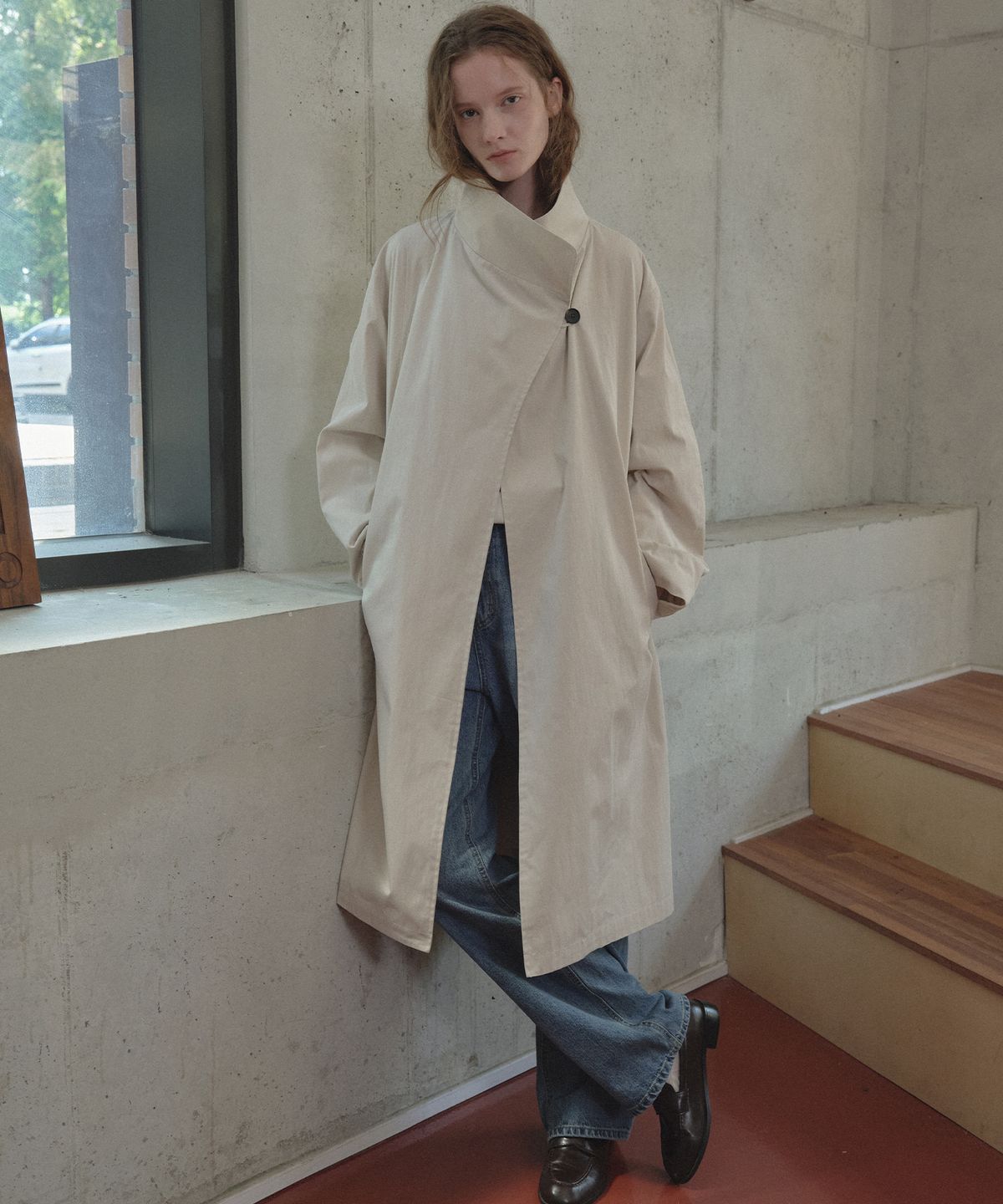 틸아이다이(TILL I DIE) One-button collar trench coat [TIFA05CT01]_Light beige