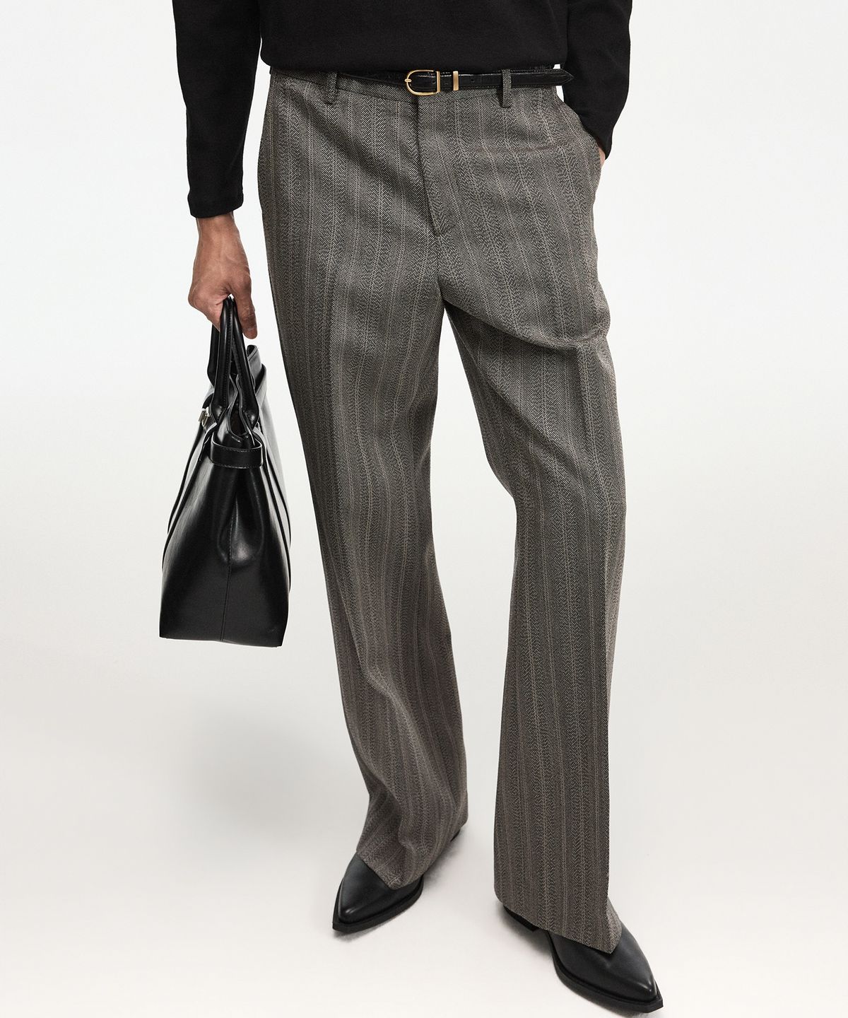 티엔지티(TNGT) Wool Herringbone Flare Pants (Grey) TNPA6F107G2