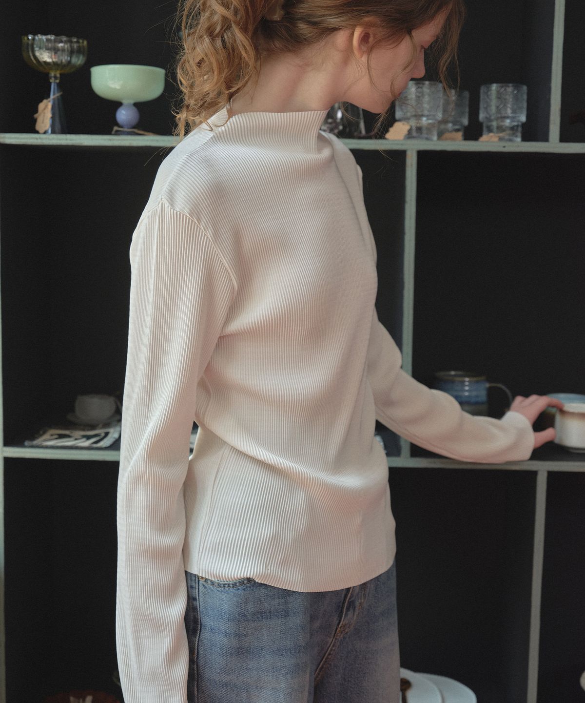 틸아이다이(TILL I DIE) Pleats mock neck top [TIFA05LT12]_Cream