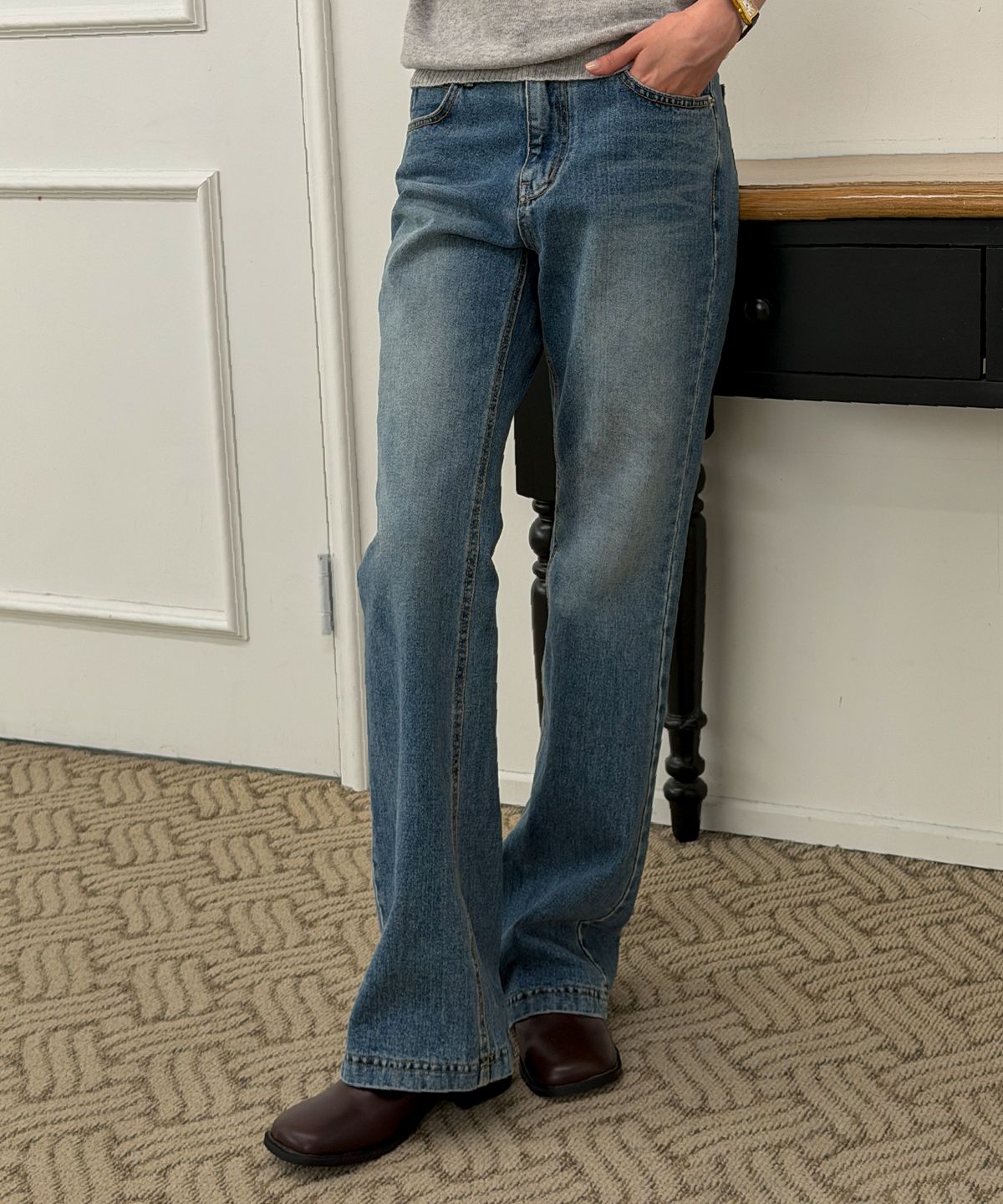 틸아이다이(TILL I DIE) Natural washed bootcut denim pants [TIFA05DP02]_Deep blue