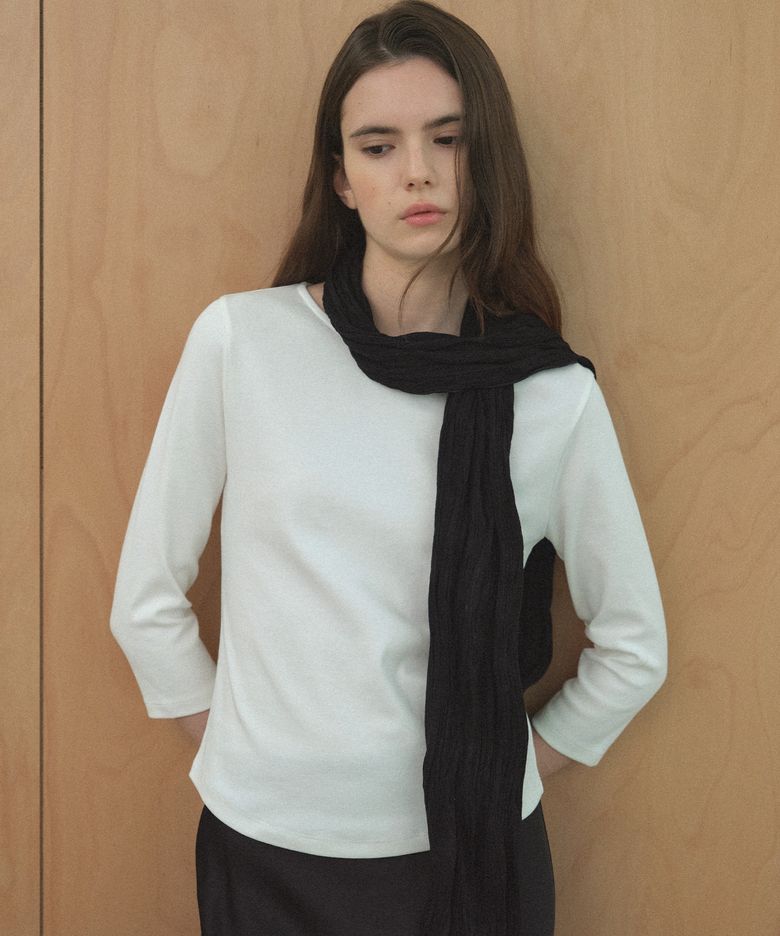 Soft pleated long scarf [TIFA05AC05]_Black