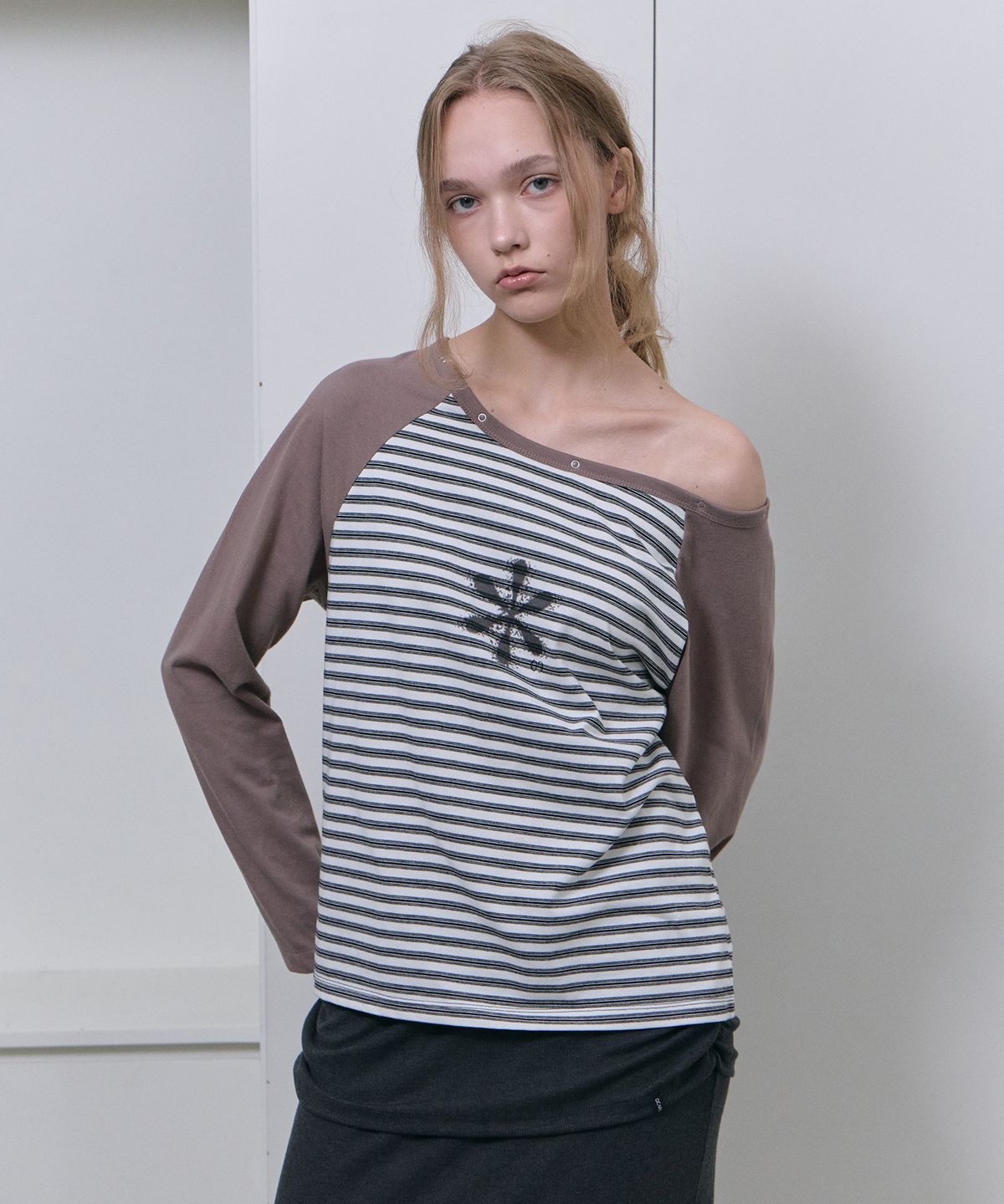 디어스토커(DEARSTALKER) Petal Stripe Raglan Tee - Brown