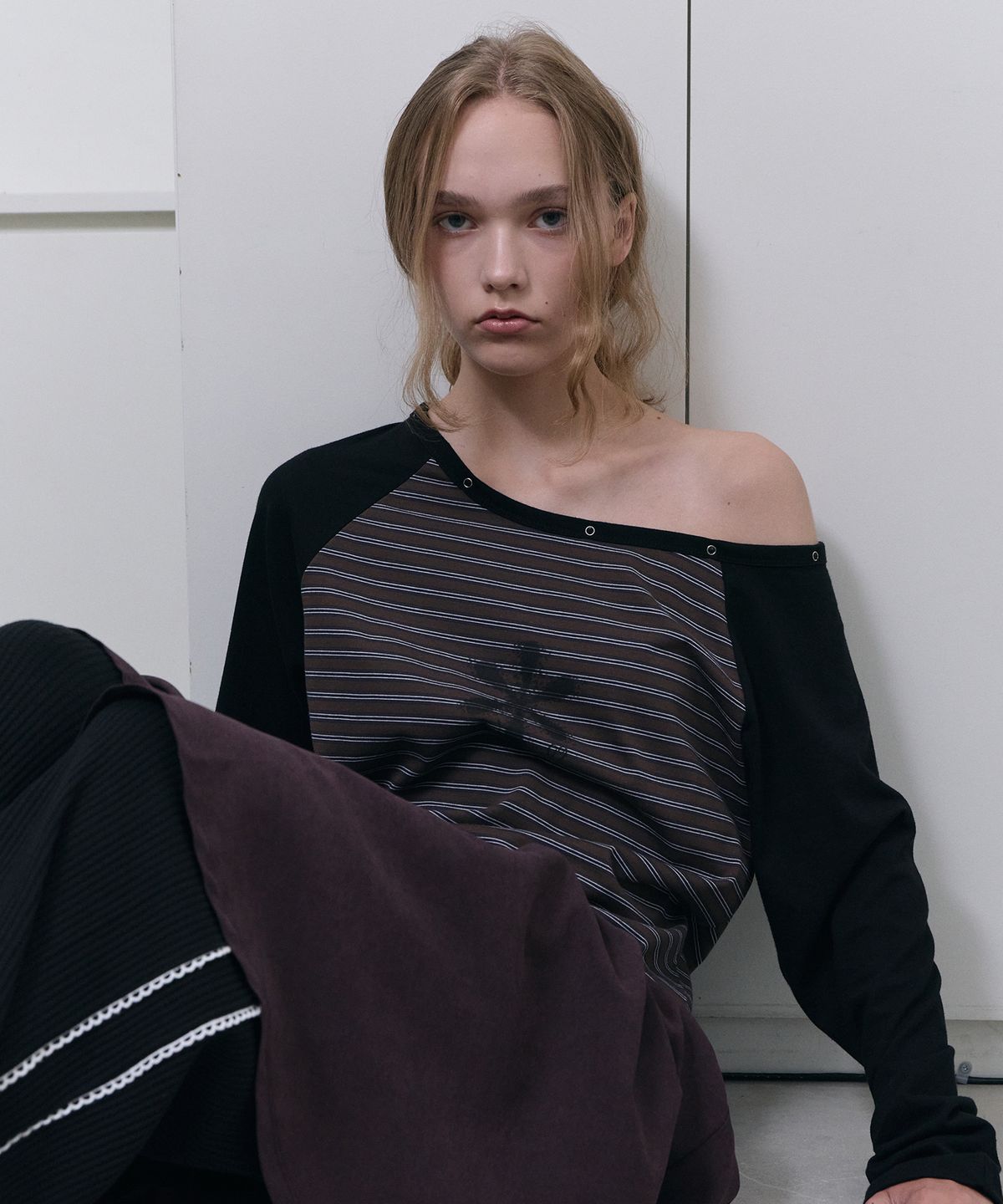 디어스토커(DEARSTALKER) Petal Stripe Raglan Tee - Black